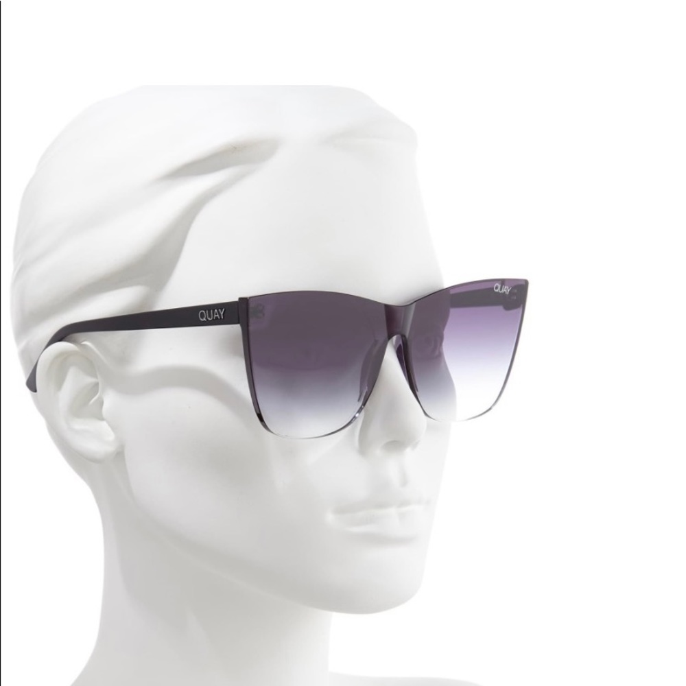 Quay Come Thru 60mm gradient cat eye sunglasses in Black.